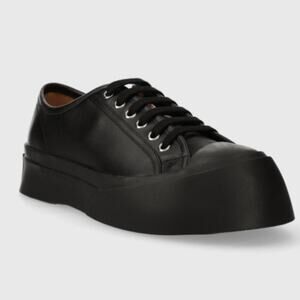 NWOB Marni Natural Leather Lace Up Trainers Sneakers All Black Men's Size EU 44